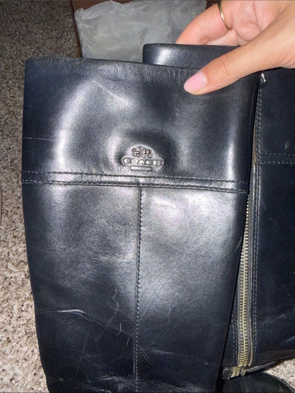 Coach Black Leather Over-the-Knee Riding Boots